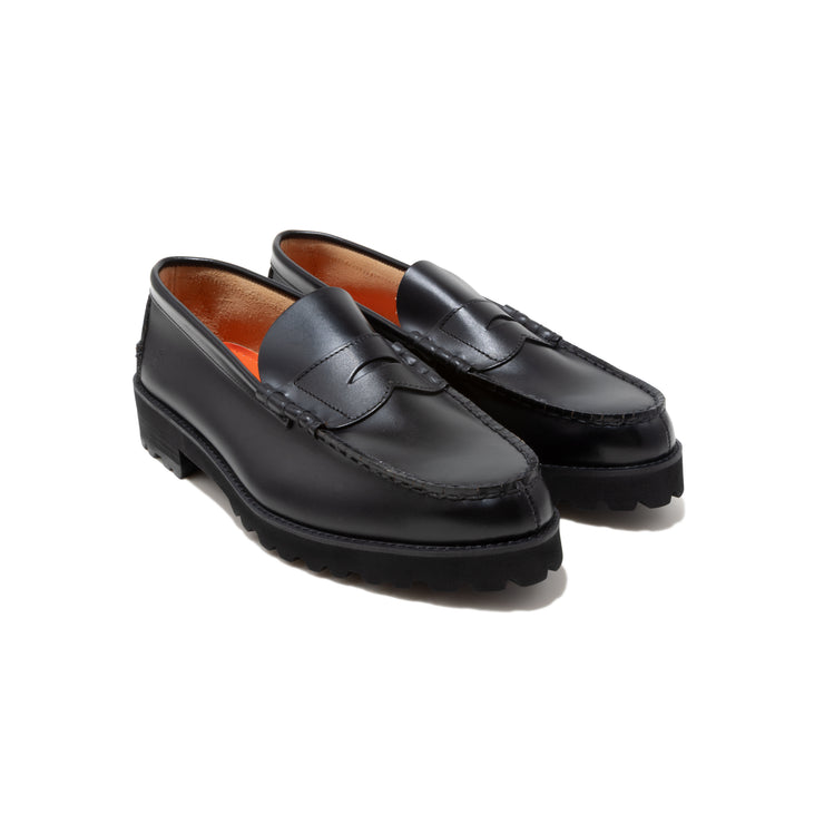 【8月29日（金）11:00~ AVIREX SHIBUYAにて先行発売開始】MENS TANK SOLE LOAFERS "ICON of FLIGHT" / BLACK NYLON EMBOSSED