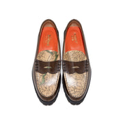 【8月29日（金）11:00~ AVIREX SHIBUYAにて先行発売開始】MENS TANK SOLE LOAFERS "ICON of FLIGHT" / DARK BROWN BEIGE MAP PRINT