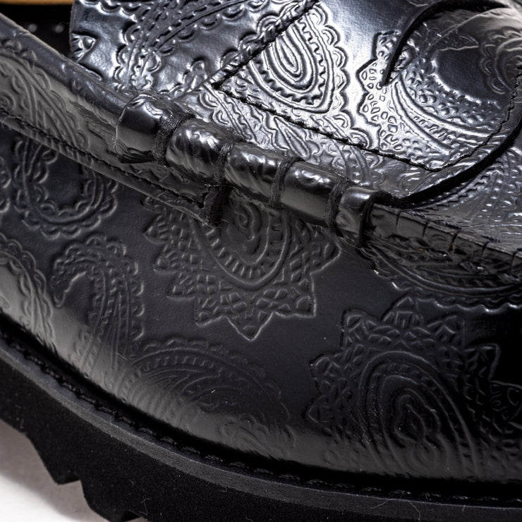 MENS TANK SOLE LOAFERS / BLACK PAISLEY