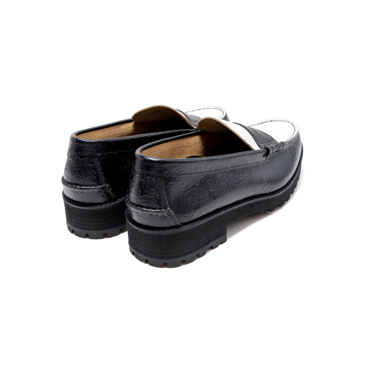 [Sales start on Friday, October 25th at 12:00] MENS TANK SOLE LOAFERS / BLACK WHITE PAISLEY