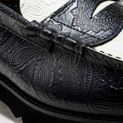 [Sales start on Friday, October 25th at 12:00] MENS TANK SOLE LOAFERS / BLACK WHITE PAISLEY