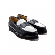 MENS TANK SOLE LOAFERS / BLACK WHITE PAISLEY