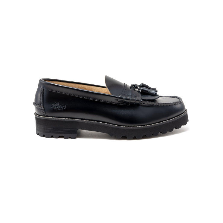 MENS TANK SOLE QUILT TASSEL LOAFERS/BLACK