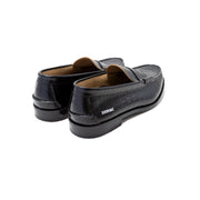 MENS EMBOSSED LOAFERS / BLACK CROCODILE