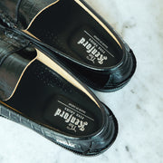 MENS EMBOSSED LOAFERS / BLACK CROCODILE