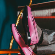 MENS EMBOSSED LOAFERS / PINK LIZARD