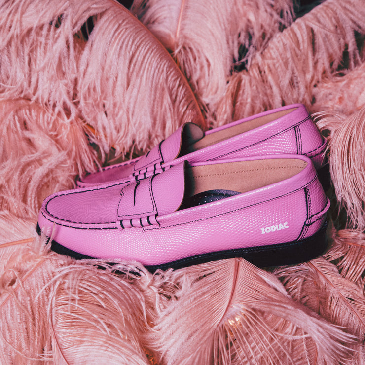 MENS EMBOSSED LOAFERS / PINK LIZARD