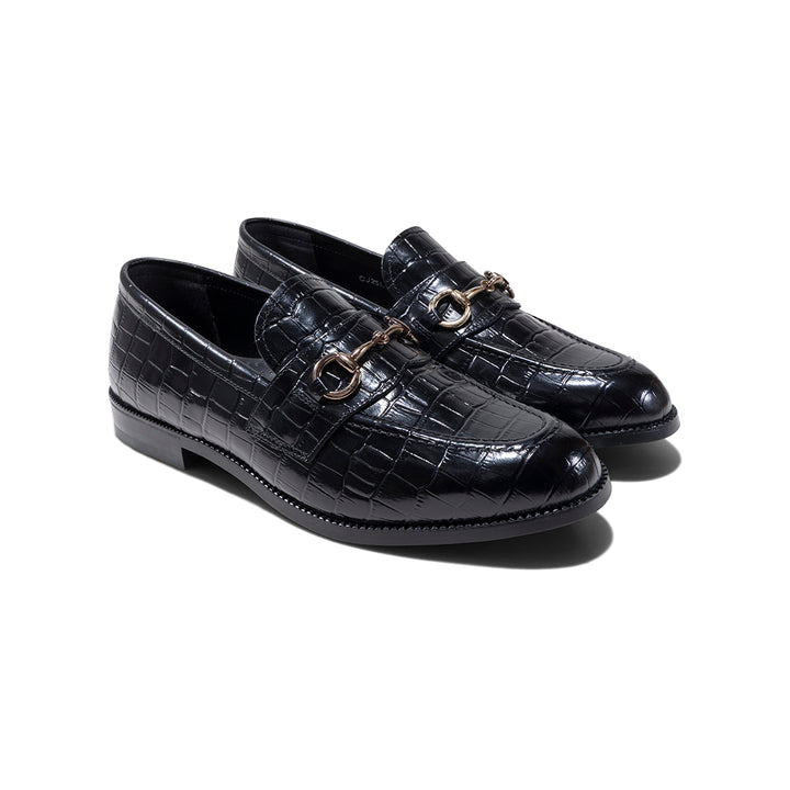 KENFORD MENS BIT LOAFERS / BLACK CROCODILE