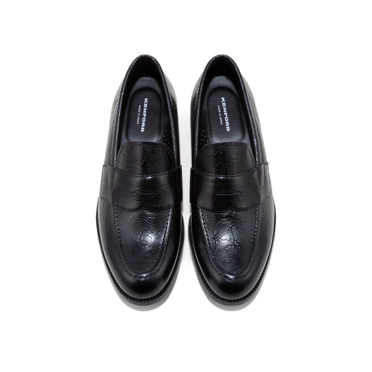 KENFORD MENS EMBOSSED LOAFERS / BLACK PAISLEY