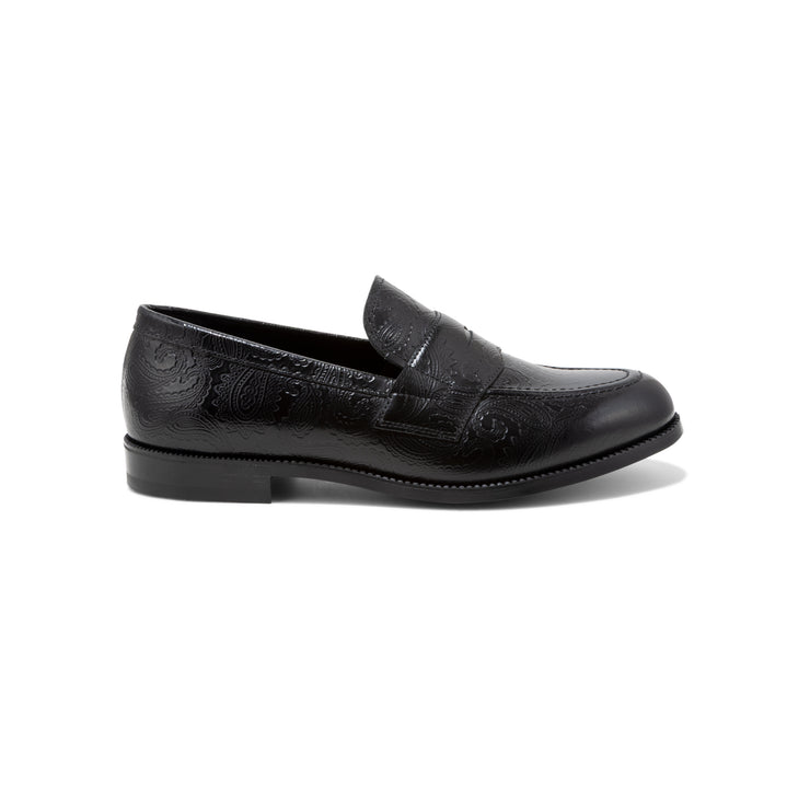 KENFORD MENS EMBOSSED LOAFERS / BLACK PAISLEY
