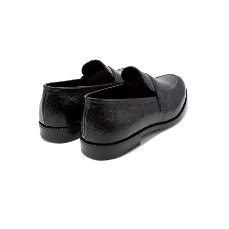 KENFORD MENS EMBOSSED LOAFERS / BLACK PAISLEY