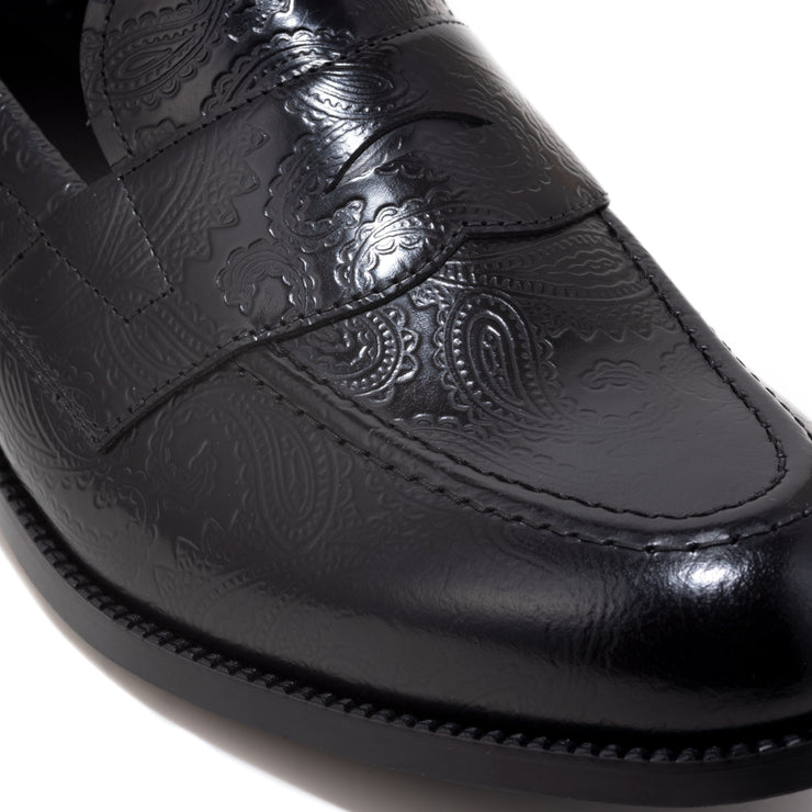 KENFORD MENS EMBOSSED LOAFERS / BLACK PAISLEY