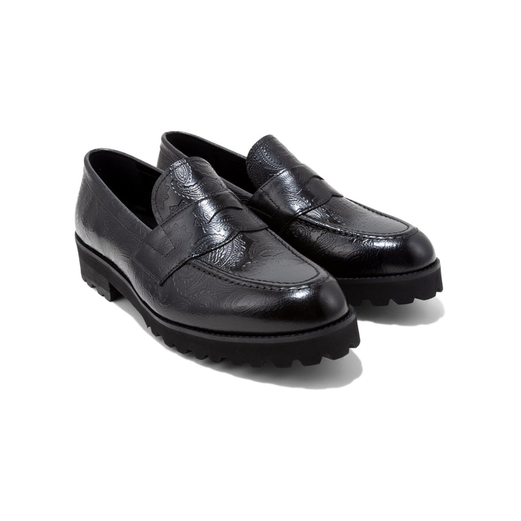 【8월 20일(수) 12:00 발매 개시】KENFORD MENS TANK SOLE LOAFERS / BLACK PAISLEY
