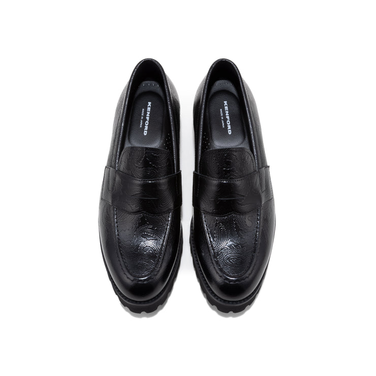 【8월 20일(수) 12:00 발매 개시】KENFORD MENS TANK SOLE LOAFERS / BLACK PAISLEY