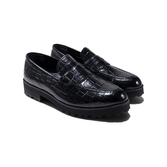 【10/10(Sat) 12:00発売開始】KENFORD MENS TANK SOLE LOAFERS / BLACK CROCODILE