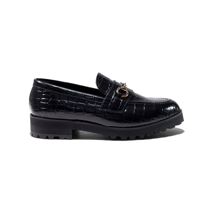 KENFORD MENS TANK SOLE BIT LOAFERS / BLACK CROCODILE