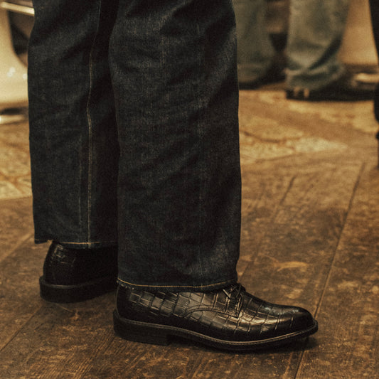 MENS CLASSIC PLAIN TOE / BLACK CROCODILE