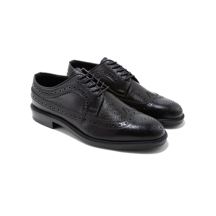 MENS CLASSIC WING TIP / BLACK SCOTCH GRAIN