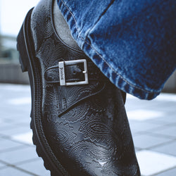 [Sale starts November 21st (Friday) 12:00] MENS NEW CLASSIC MONK STRAP SHOES / BLACK PAISLEY