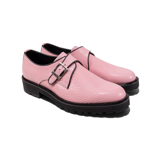 Direction By 『CANNABIS』 MENS NEW CLASSIC MONK STRAP SHOES / PINK SNAKE EMBOSSED