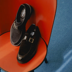 [Sale begins November 21st (Friday) 12:00] MENS NEW CLASSIC COIN LOAFERS / BLACK BLACK PAISLEY