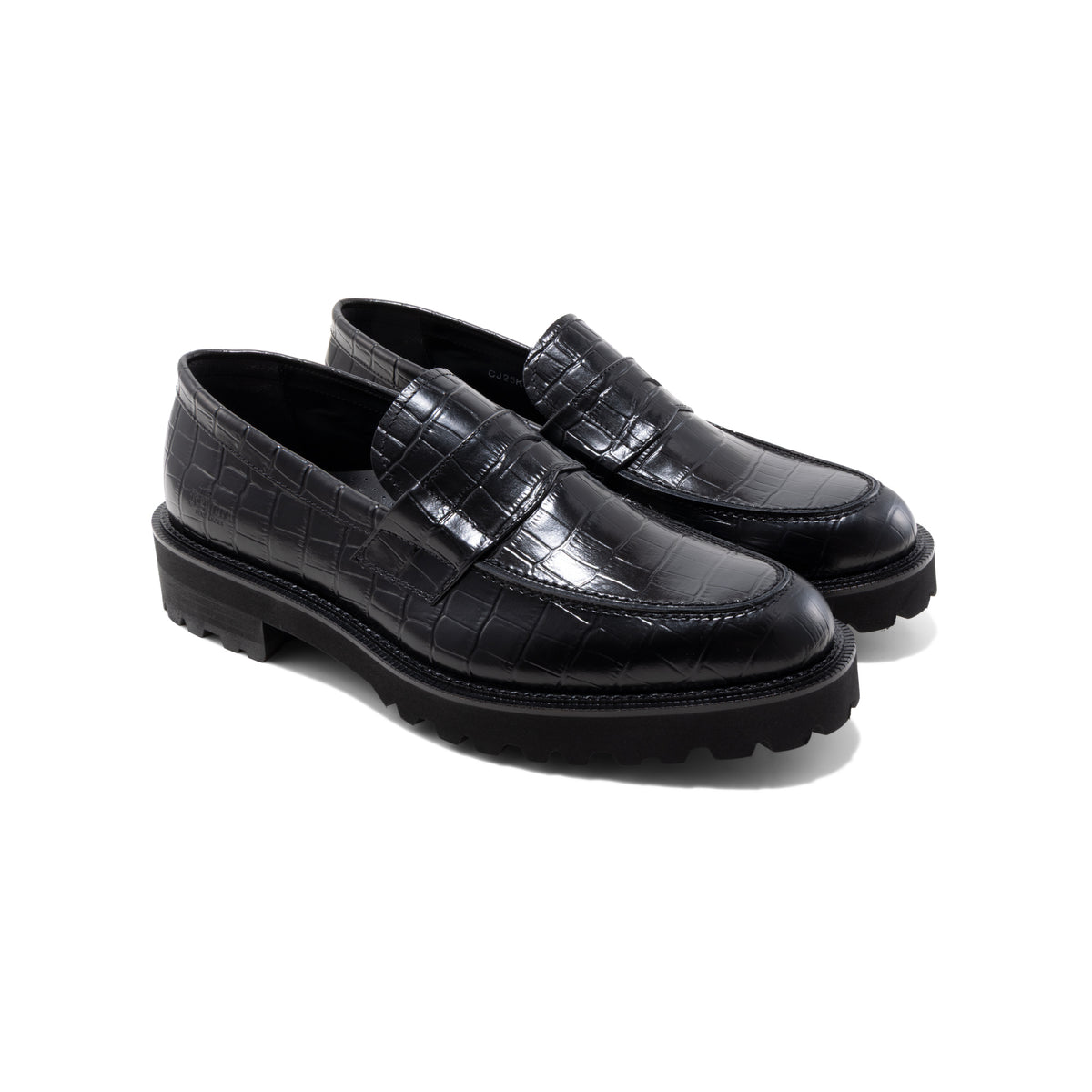 MENS NEW CLASSIC COIN LOAFERS / BLACK CROCODILE｜THE KENFORD 