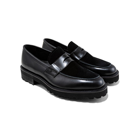 MENS NEW CLASSIC COIN LOAFERS / BLACK BLACK SUEDE