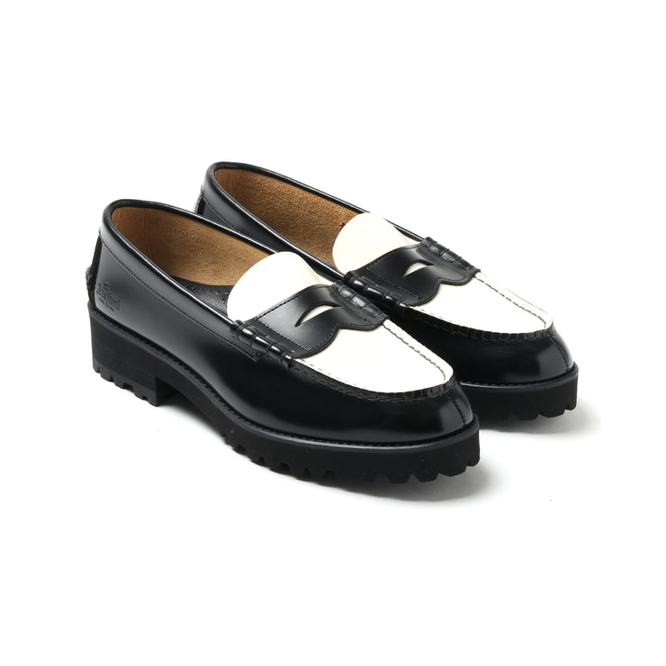 WOMENS TANK SOLE LOAFERS / BLACK WHITE – THE KENFORD FINESHOES