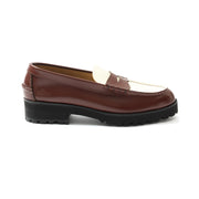 WOMENS TANK SOLE LOAFERS/DARK BROWN WHITE 