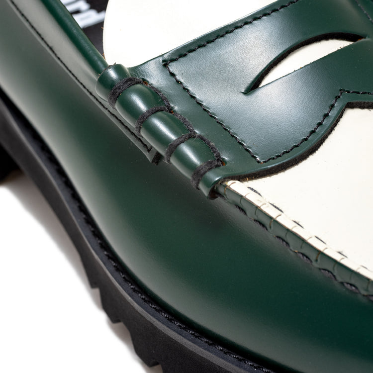 WOMENS TANK SOLE LOAFERS / GREEN WHITE – THE KENFORD FINESHOES