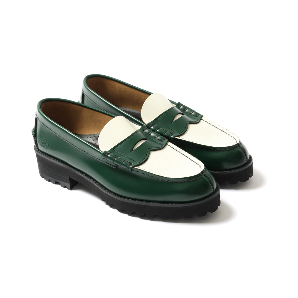 WOMENS TANK SOLE LOAFERS / GREEN WHITE – THE KENFORD FINESHOES