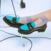 [Sales start on Friday, July 5th at 10:30] WOMENS TANK SOLE LOAFERS / BLACK TURQUOISE BLUE
