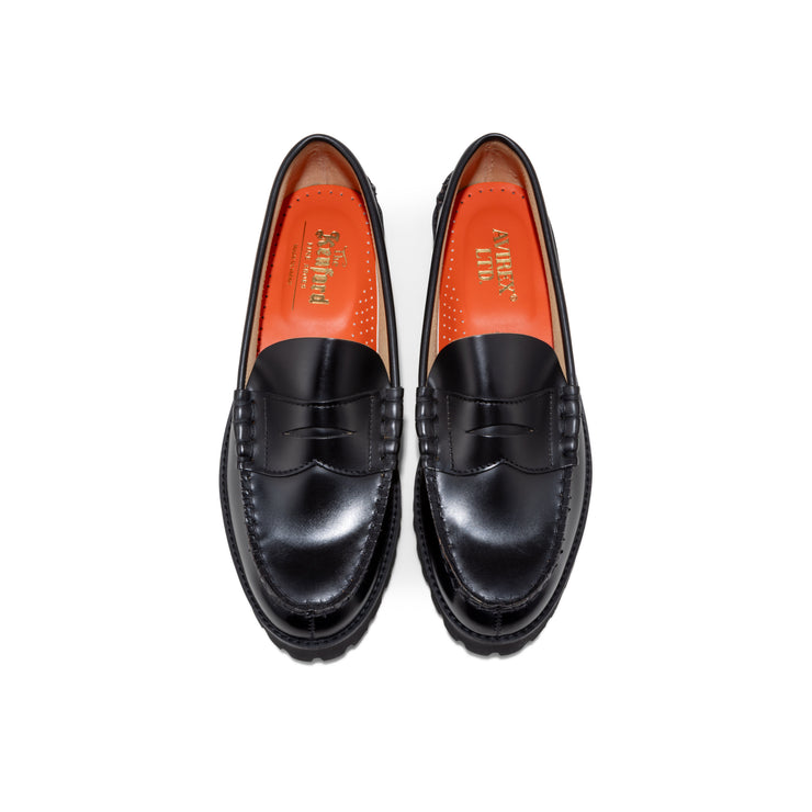 【8月30日（土） AVIREX 各店にて発売開始】WOMENS TANK SOLE LOAFERS "ICON of FLIGHT" / BLACK NYLON EMBOSSED