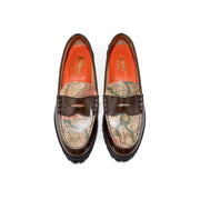 【8月30日（土） AVIREX 各店にて発売開始】WOMENS TANK SOLE LOAFERS "ICON of FLIGHT" / DARK BROWN BEIGE MAP PRINT