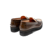 【8月30日（土） AVIREX 各店にて発売開始】WOMENS TANK SOLE LOAFERS "ICON of FLIGHT" / DARK BROWN BEIGE MAP PRINT