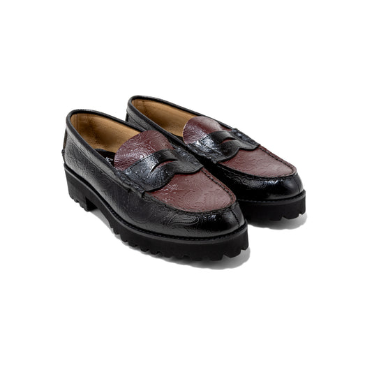 【『ROSE BUD LUMINE EST』にて先行販売中】WOMENS TANK SOLE LOAFERS "ROSE BUD" / BLACK WINE PAISLEY