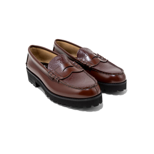 【『ROSE BUD LUMINE EST』にて先行販売中】WOMENS TANK SOLE LOAFERS "ROSE BUD" / DARK BROWN WINE PAISLEY