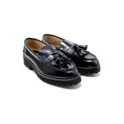 WOMENS TANK SOLE QUILT TASSEL LOAFERS / BLACK