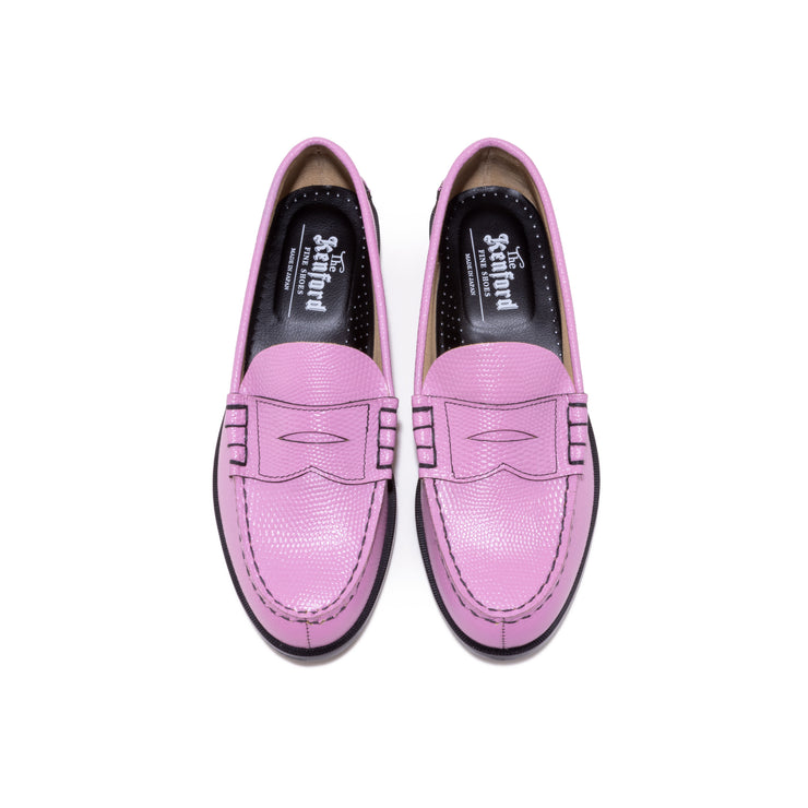 WOMENS EMBOSSED LOAFERS / PINK LIZARD