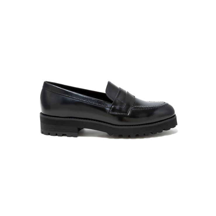 KENFORD WOMENS TANK SOLE LOAFERS / BLACK
