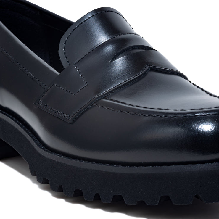 KENFORD WOMENS TANK SOLE LOAFERS / BLACK