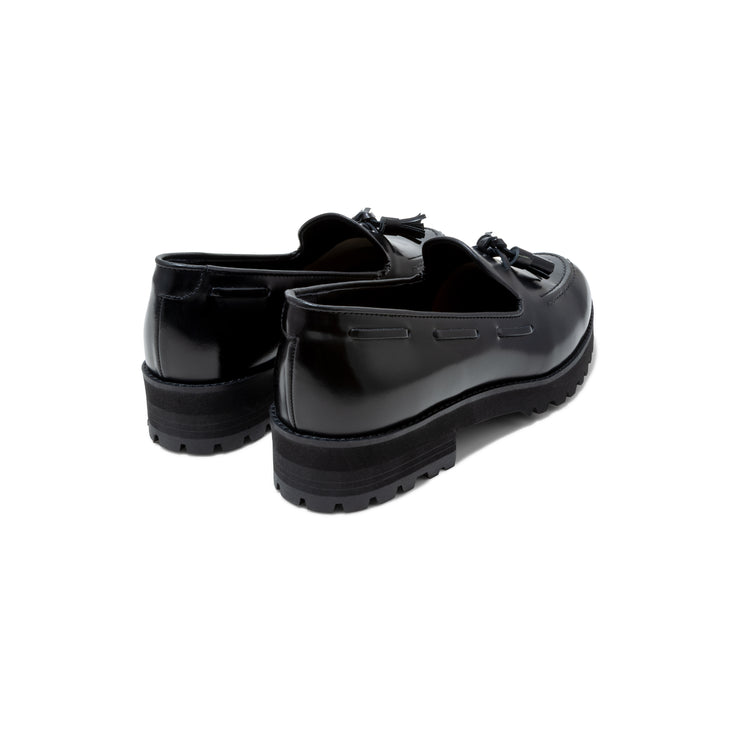 KENFORD WOMENS TANK SOLE TASSEL LOAFERS / BLACK