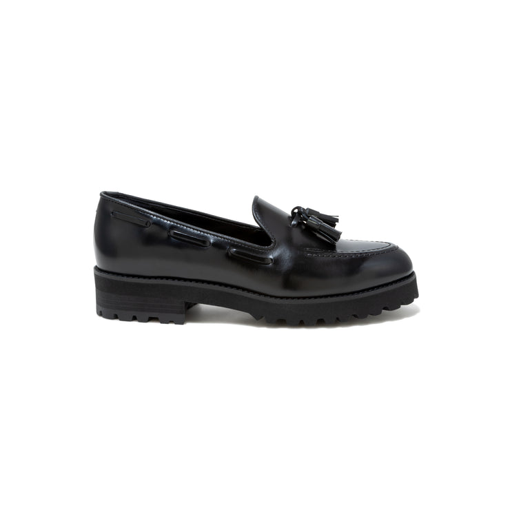 KENFORD WOMENS TANK SOLE TASSEL LOAFERS / BLACK