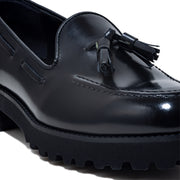 KENFORD WOMENS TANK SOLE TASSEL LOAFERS / BLACK