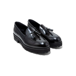 KENFORD WOMENS TANK SOLE TASSEL LOAFERS / BLACK
