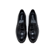 KENFORD WOMENS TANK SOLE EMBOSSED LOAFERS / BLACK PAISLEY