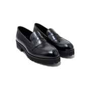 KENFORD WOMENS TANK SOLE EMBOSSED LOAFERS / BLACK PAISLEY