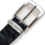EMBOSSED LEATHER BELT / BLACK PAISLEY