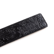 EMBOSSED LEATHER BELT / BLACK PAISLEY
