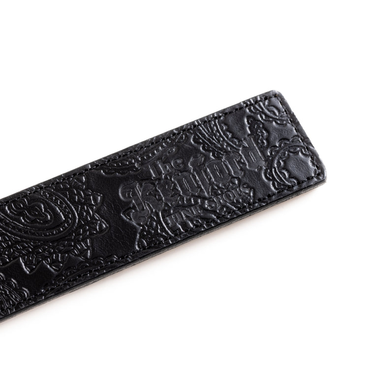 EMBOSSED LEATHER BELT / BLACK PAISLEY – THE KENFORD FINESHOES